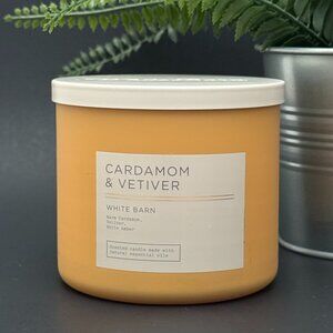 BBW Cardamon & Vetiver White Barn Bath & Body Works 3 Wick Candle